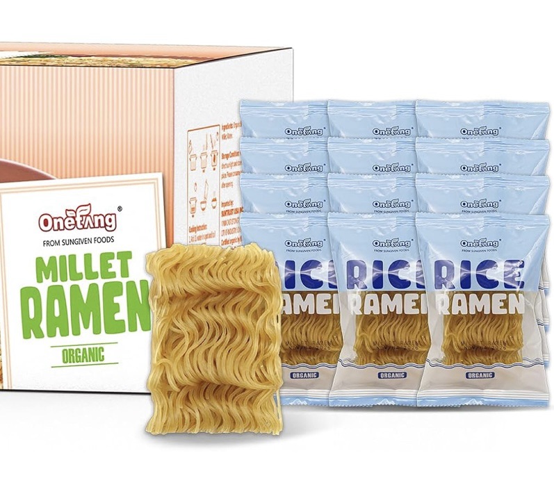 Homemade ramen-style noodle kit with whole grain noodles, organic miso, pasture-raised egg, and fresh vegetables